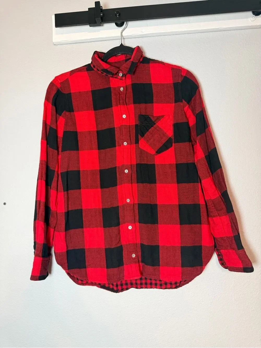 J.Crew Womens Classic Fit Boy Flannel Shirt Button Up Buffalo Check Size 4